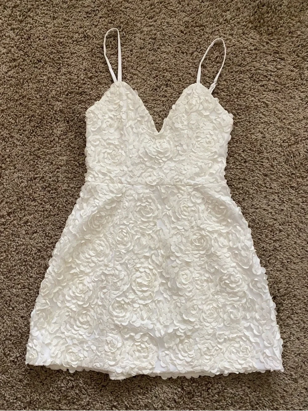 House of CB London White Floral Appliqué Spaghetti Strap Dress - Picture 2 of 6